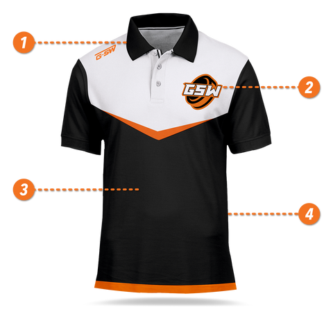 GSW Sublimated Polo highlights